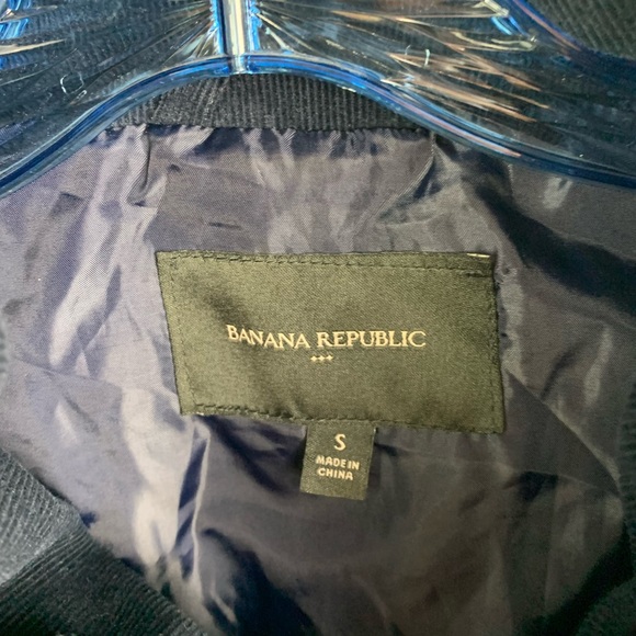 Banana Republic MENS SMALL Corduroy Puffer Coat Jacket Down Navy - Picture 5 of 14